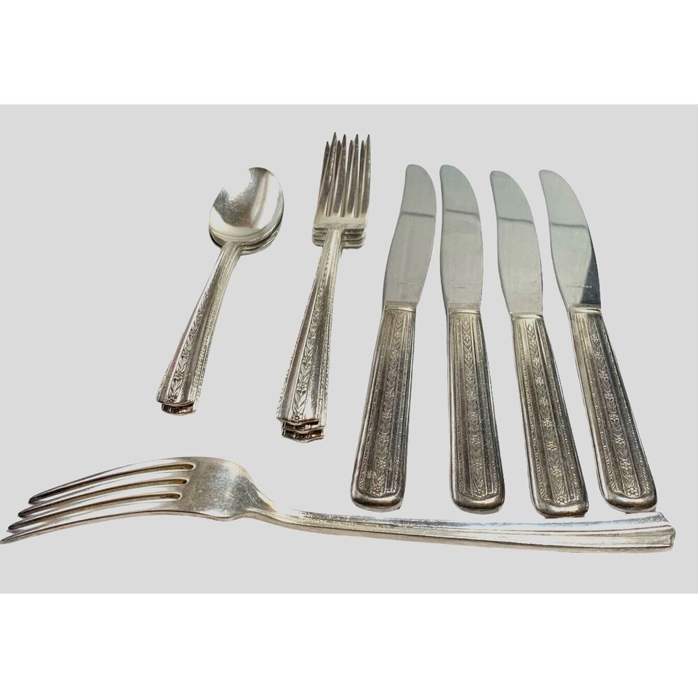 Vintage Set of 11 Pieces Wallace Brothers Roseanne Silver Plate AA Flatware
